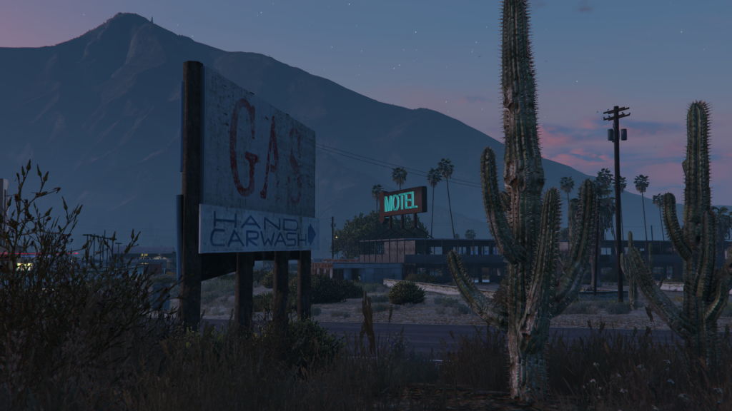 A photograph of the motel at a distance